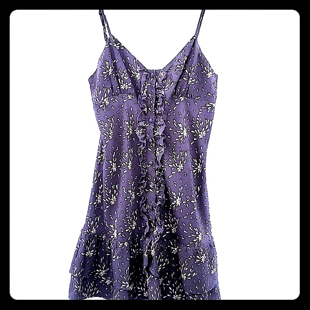 LIKE 🆕Parker Silk Cami Tank Dress Gray Ruffle Hem